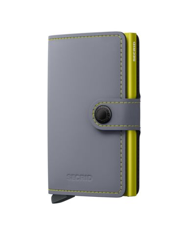 WEB_Small-Matte - Miniwallet- Grey & Lime - Lime - Front Secrid Miniwallet Matte