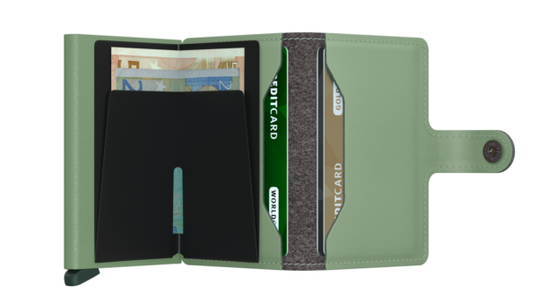 Secrid_Miniwallet_Yard_Powder_Pistachio_Open Secrid Miniwallet Yard non-leather